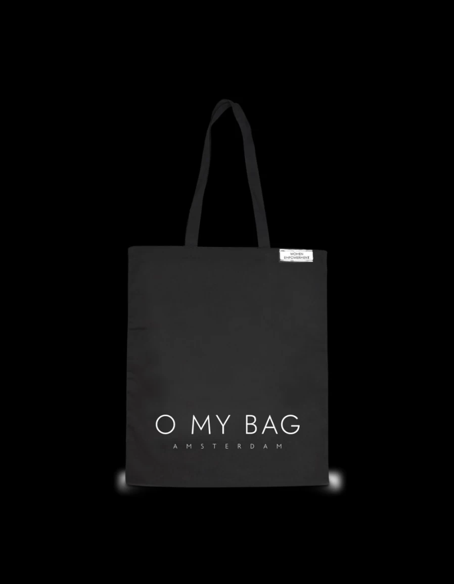 O My Bag Women's Black Canvas Cotton Tote - Eco-Friendly Reusable Shopping Bag