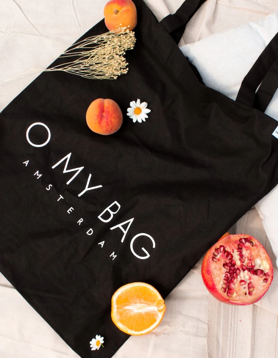 O My Bag Women's Black Canvas Cotton Tote - Eco-Friendly Reusable Shopping Bag