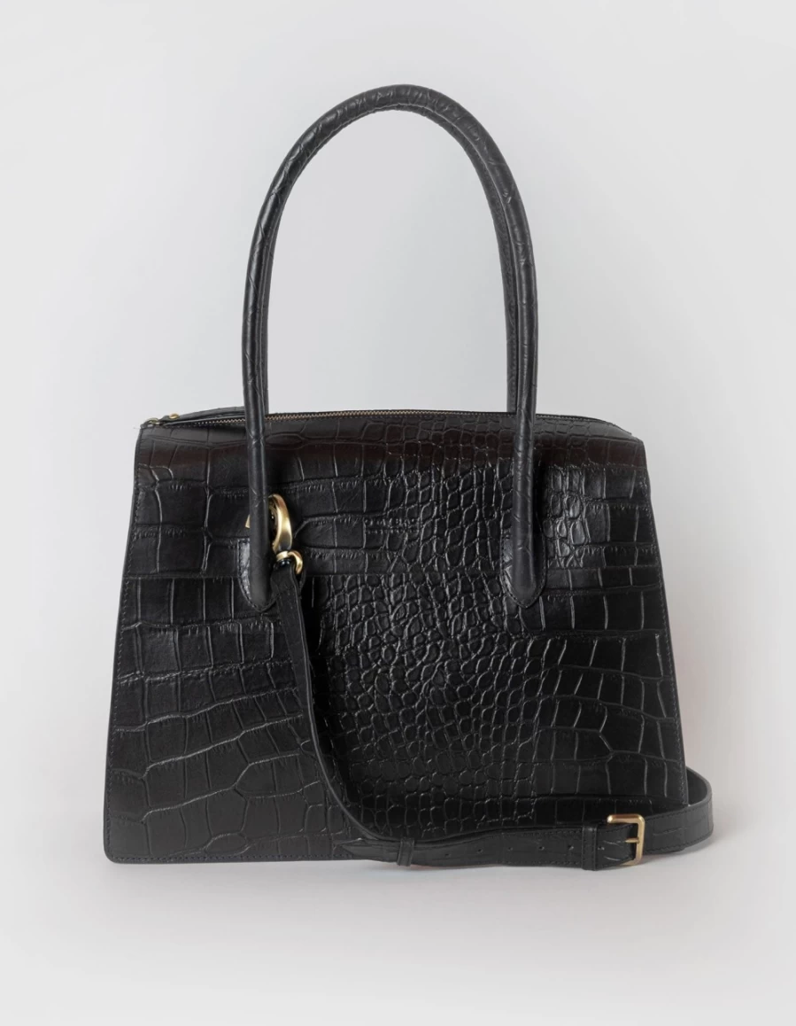 O My Bag Kate Women's Black Classic Croco Leather Handbag