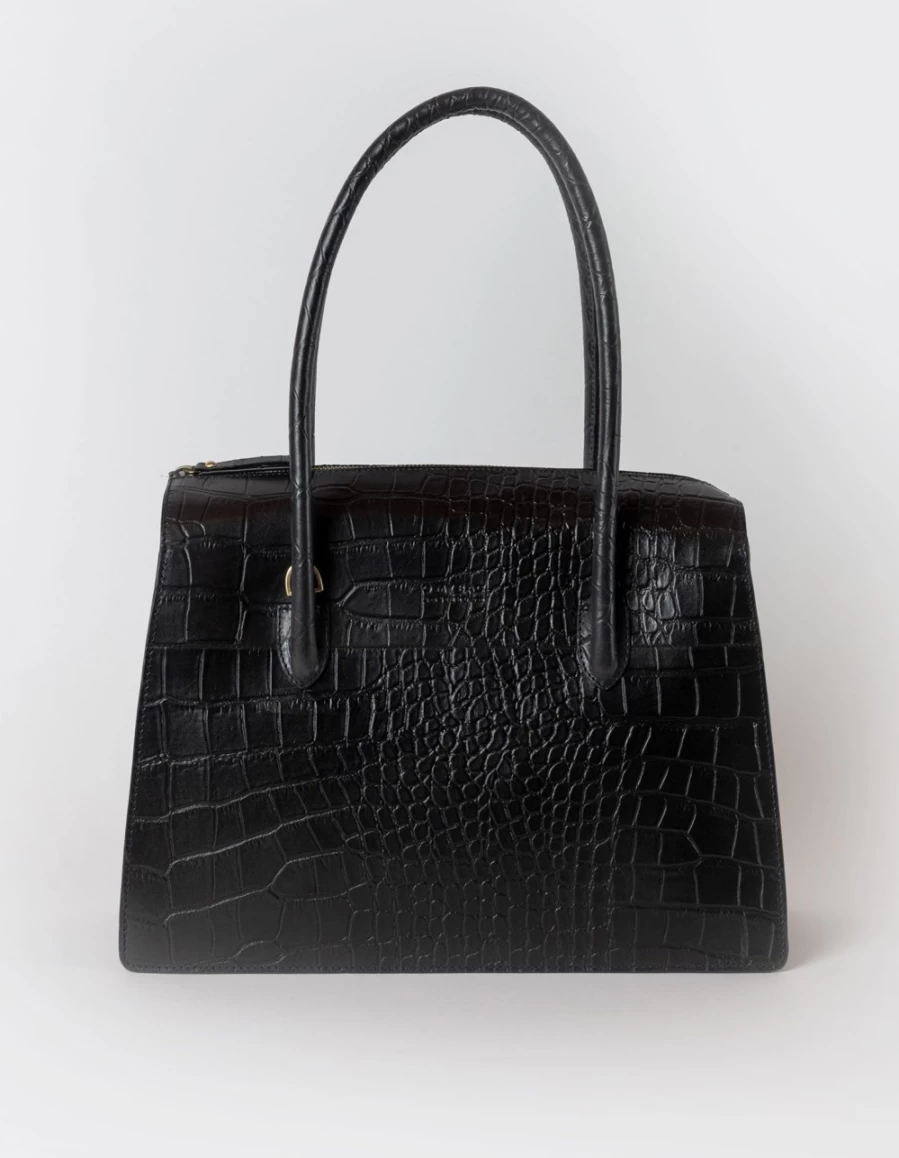 O My Bag Kate Women's Black Classic Croco Leather Handbag