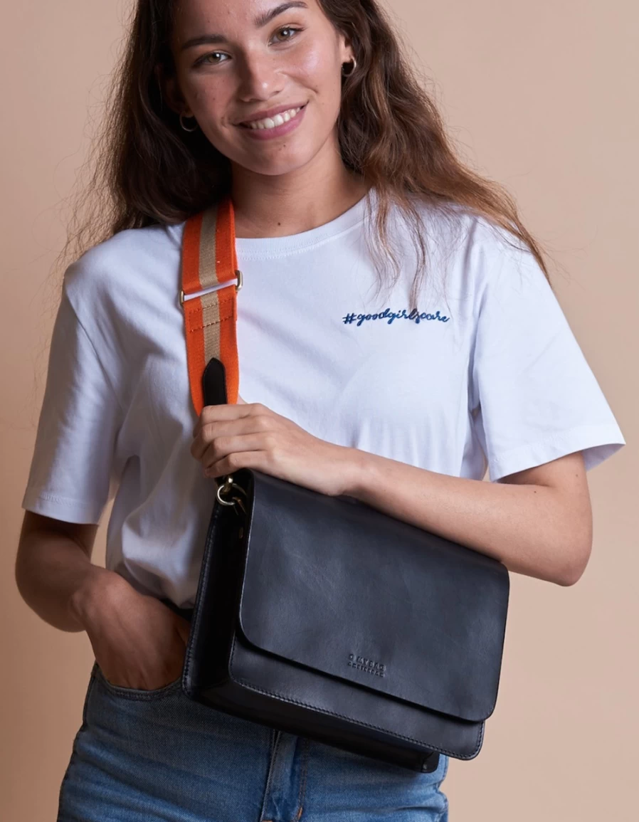 O My Bag Women's Orange & Black Webbing Strap for Stylish Accessories