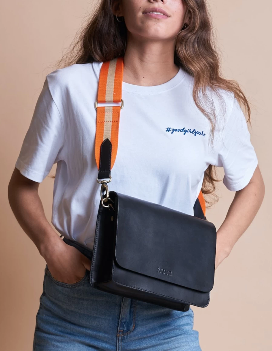 O My Bag Women's Orange & Black Webbing Strap for Stylish Accessories