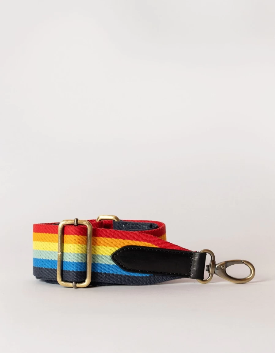 O My Bag Women's Rainbow Webbing Strap with Multi & Black Classic Leather Accents
