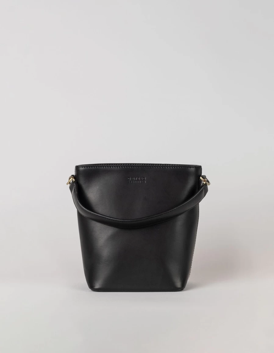 O My Bag Women's Black Classic Leather Bobbi Bucket Bag Midi - Stylish & Functional Handbag