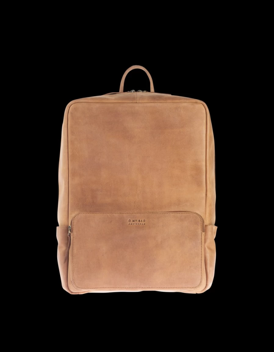 O My Bag Men's John Backpack Maxi in Camel Hunter Leather - Premium Leather Backpack for Men
