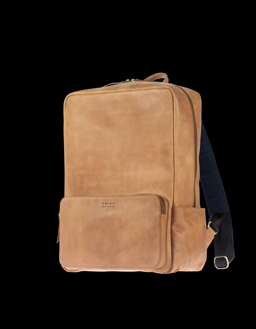 O My Bag Men's John Backpack Maxi in Camel Hunter Leather - Premium Leather Backpack for Men