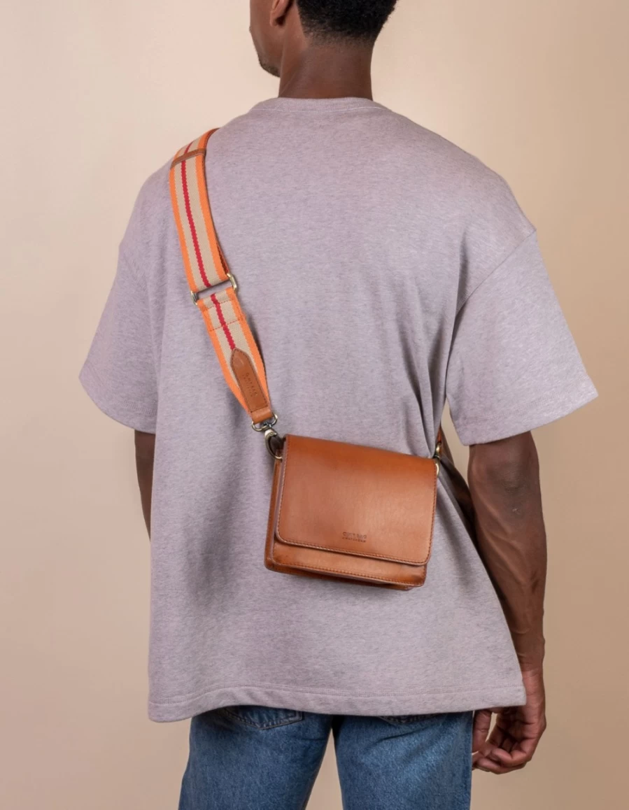 O My Bag Women's Orangered & Cognac Webbing Strap - Durable Fashion Accessory