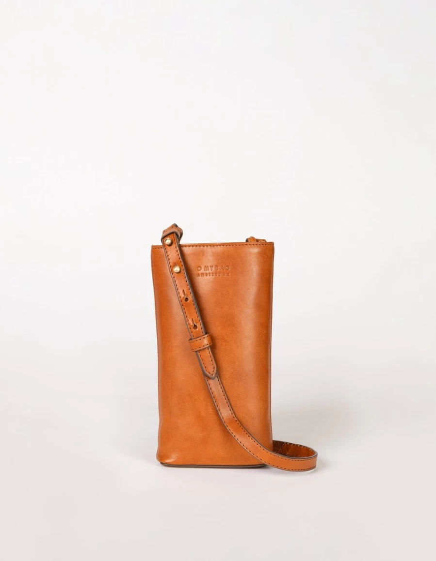 O My Bag Women's Charlie Phone Bag in Cognac Classic Leather - Stylish Crossbody Leather Purse for Women