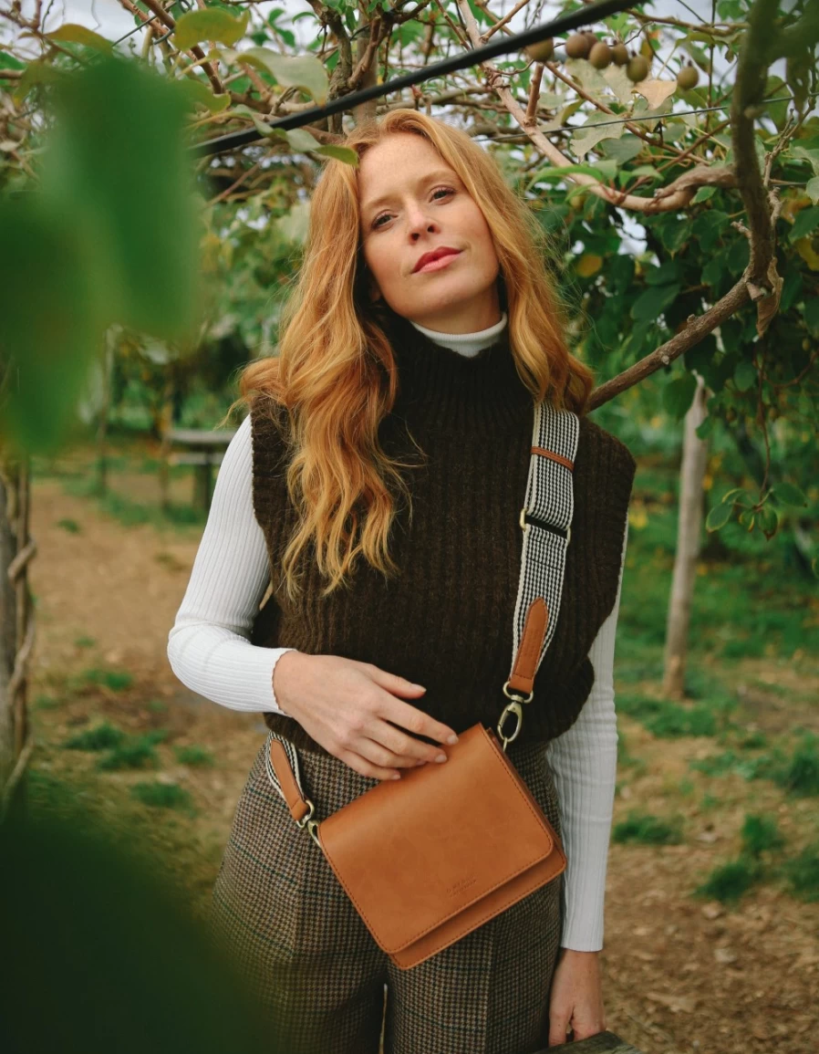 O My Bag Audrey Mini Women's Cognac Apple Leather Crossbody Bag