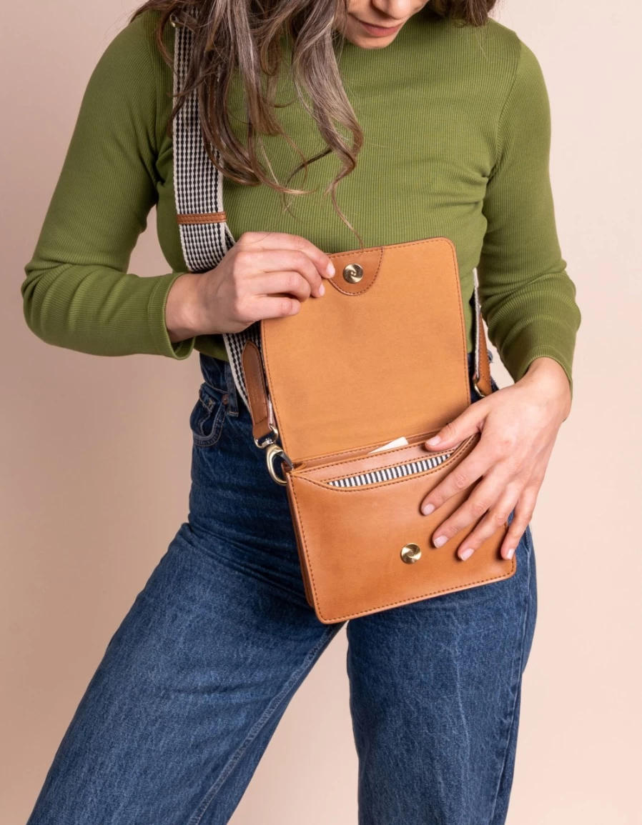 O My Bag Audrey Mini Women's Cognac Apple Leather Crossbody Bag