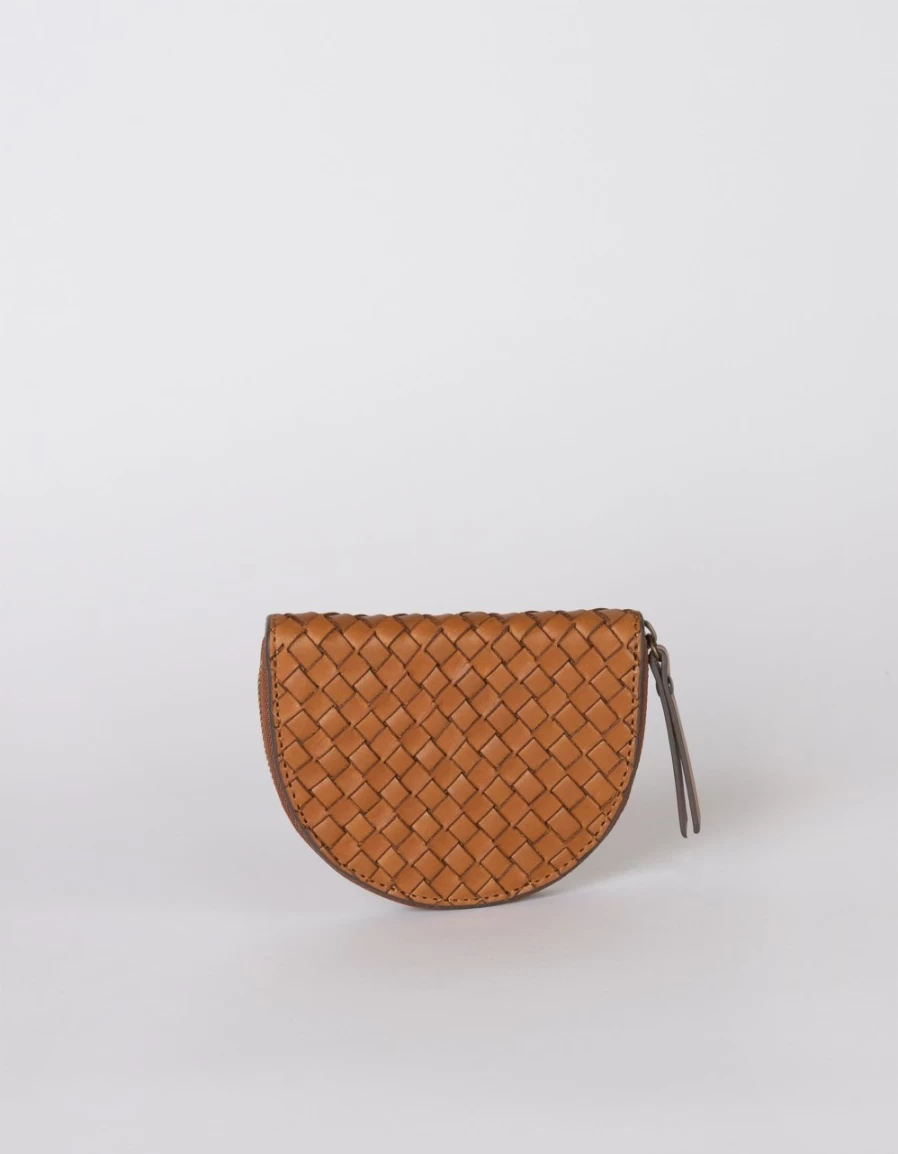O My Bag Men's Cognac Woven Classic Leather Laura Coin Purse - Stylish & Durable Wallet for Men