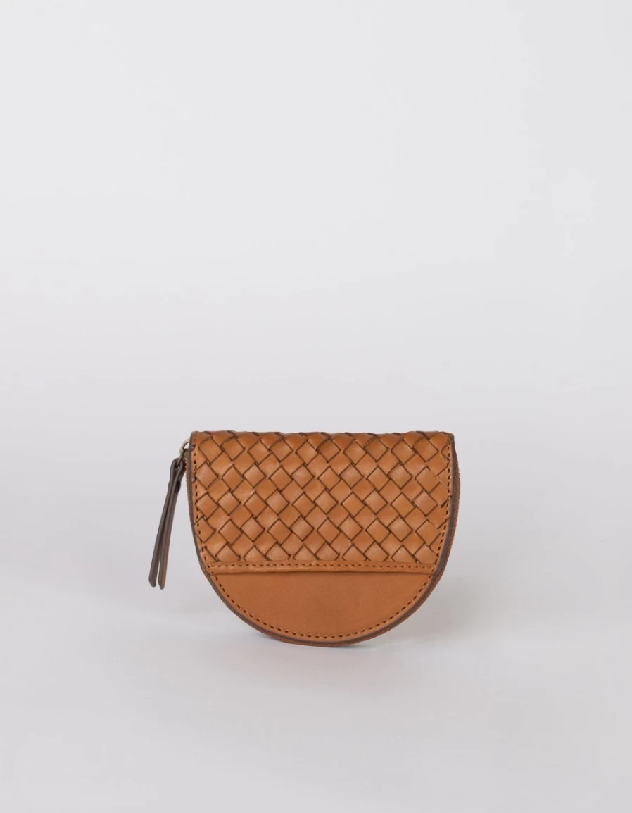 O My Bag Men's Cognac Woven Classic Leather Laura Coin Purse - Stylish & Durable Wallet for Men