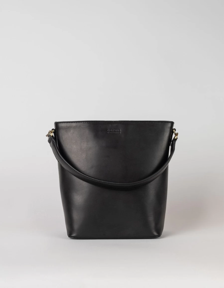O My Bag Women's Black Classic Leather Bobbi Maxi Bucket Bag