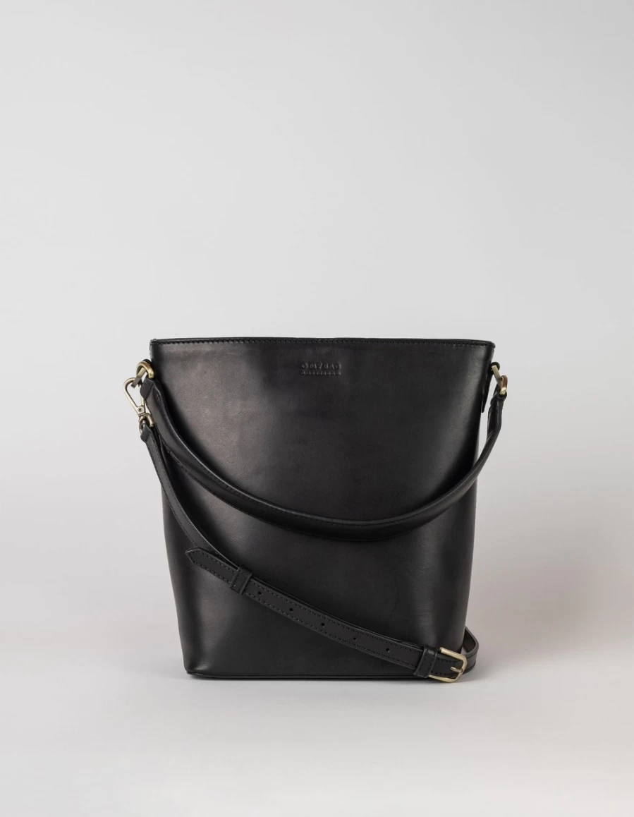 O My Bag Women's Black Classic Leather Bobbi Maxi Bucket Bag