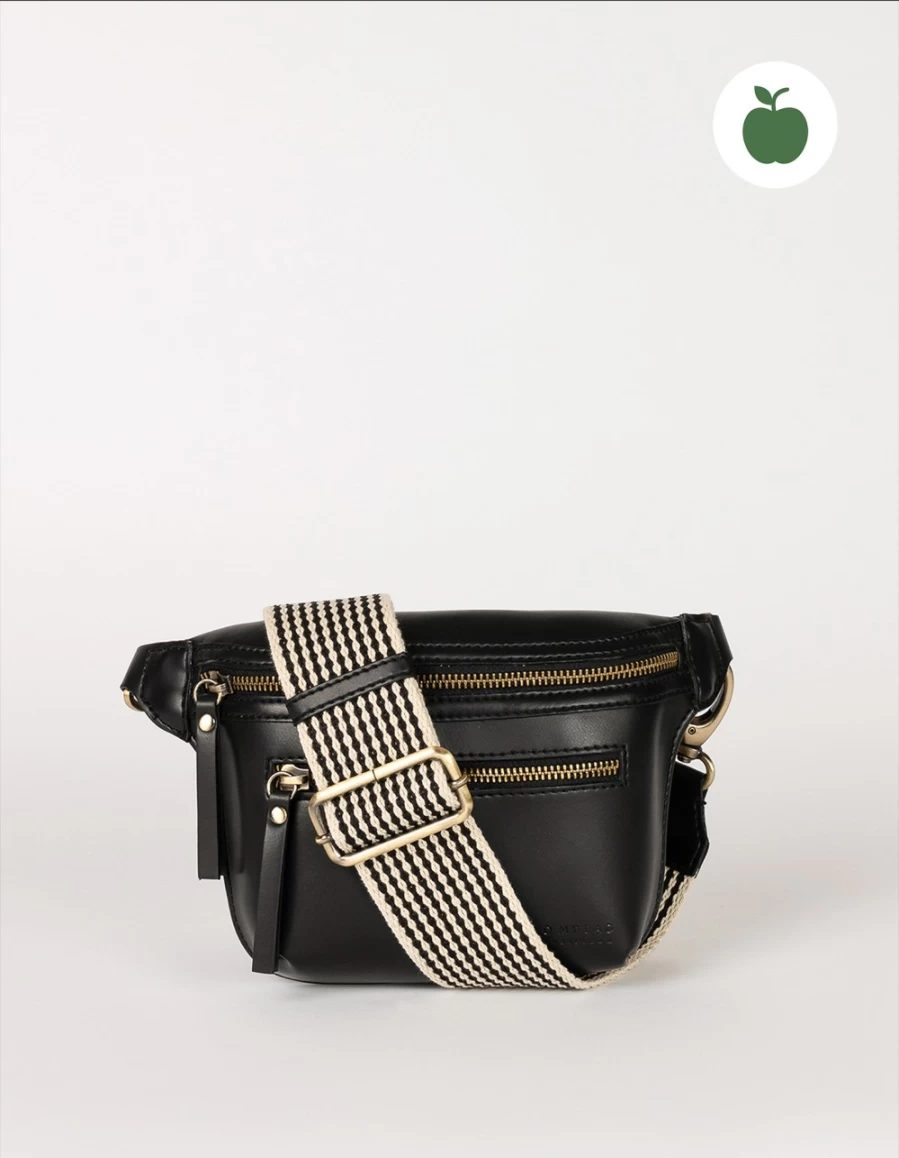 O My Bag Women's Black Apple Leather Bum Bag - Stylish and Functional Beck's Design Crossbody Fanny Pack