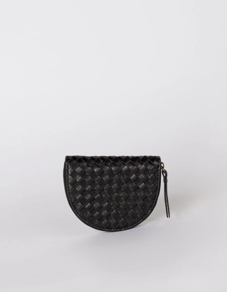 O My Bag Men's Black Woven Classic Leather Laura Coin Purse