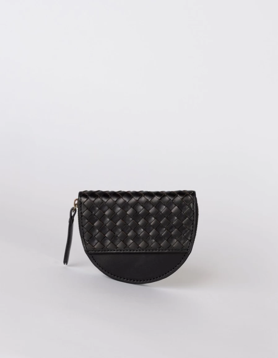 O My Bag Men's Black Woven Classic Leather Laura Coin Purse