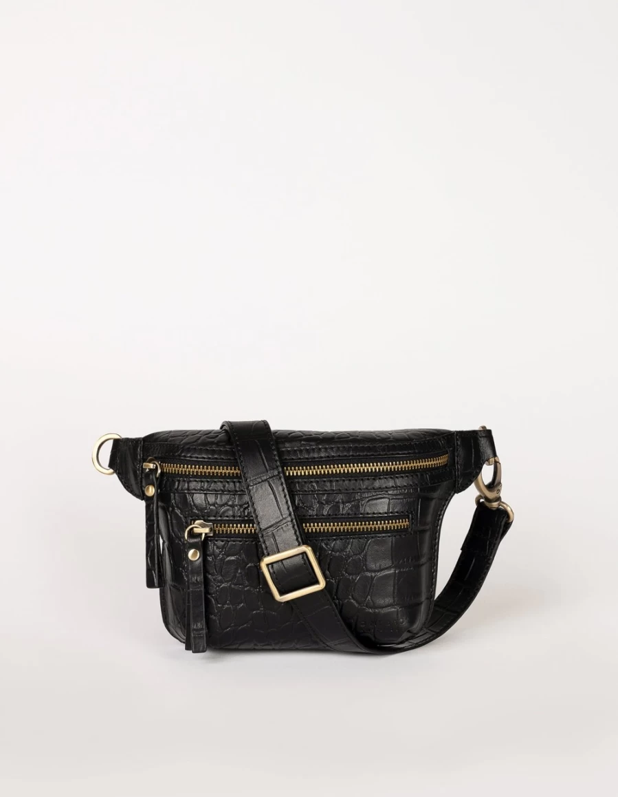 O My Bag Women's Black Classic Croco Bum Bag - Stylish & Functional Waist Pack