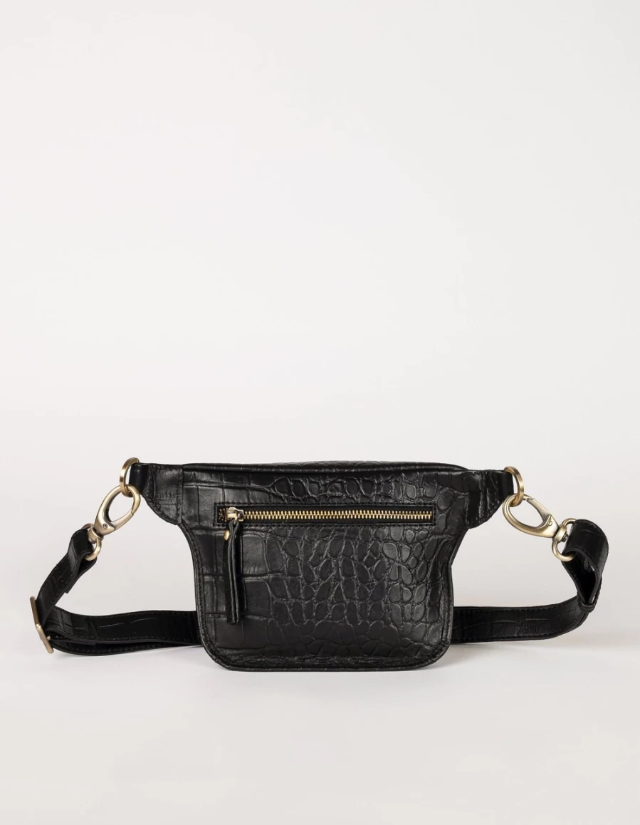 O My Bag Women's Black Classic Croco Bum Bag - Stylish & Functional Waist Pack