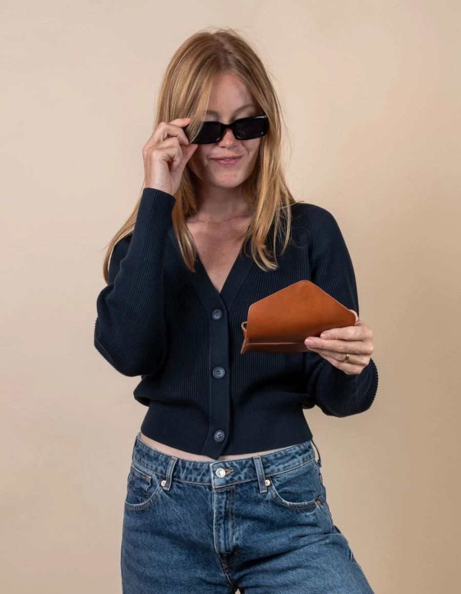 O My Bag Women's Cognac Classic Leather Spectacle Case for Glasses