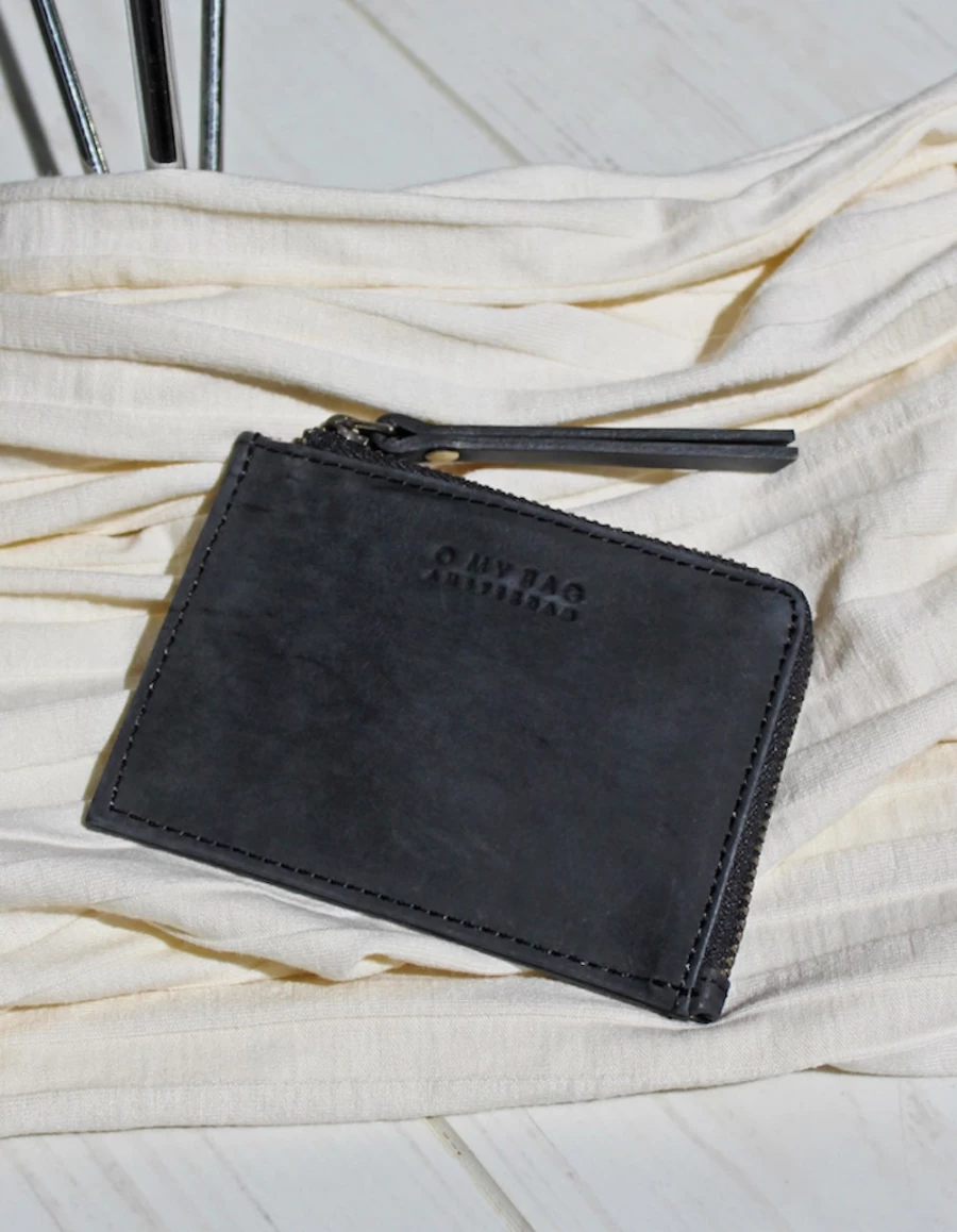 "O My Bag Men's Black Hunter Leather Coin Purse – Stylish & Durable Wallet"