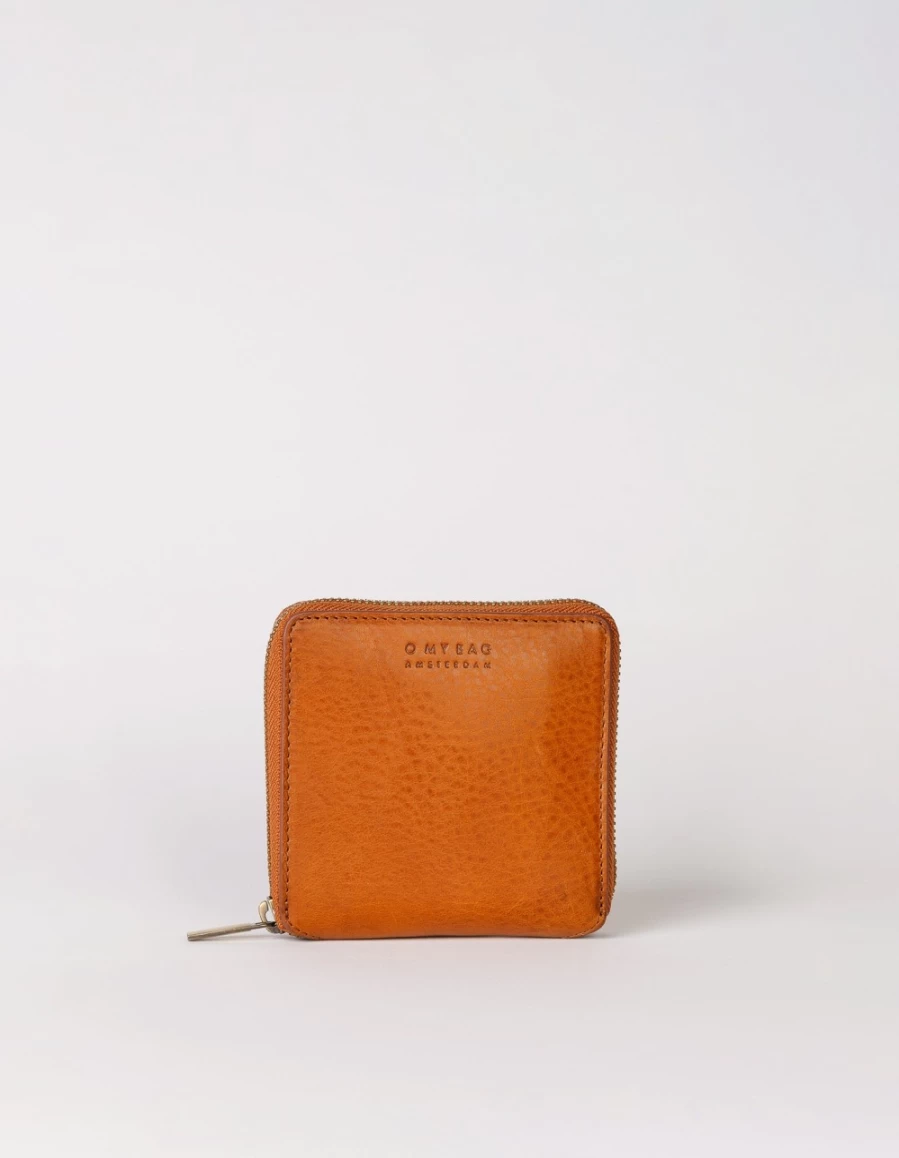 O My Bag Men's Cognac Stromboli Leather Sonny Square Wallet for Men – Premium Bi-Fold Wallet