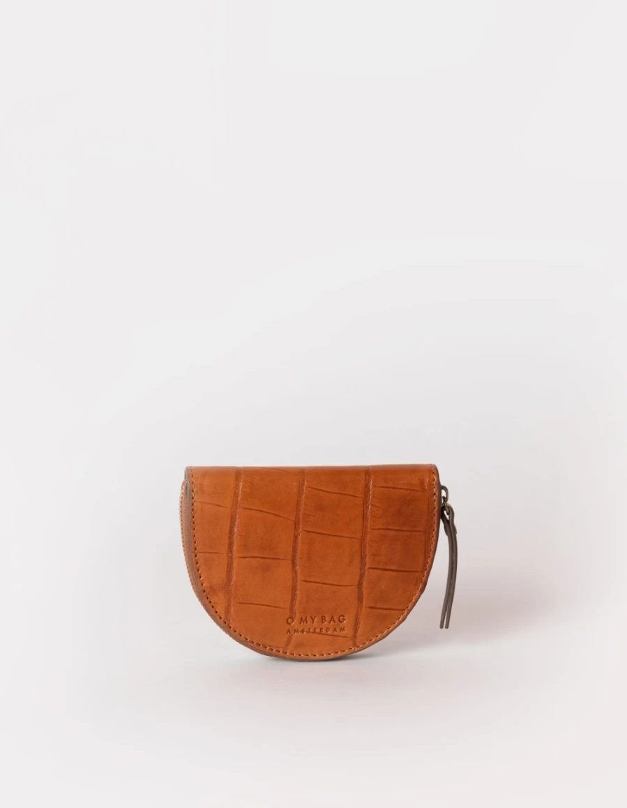 O My Bag Men's Cognac Classic Croco Laura Coin Purse - Stylish Leather Wallet for Men