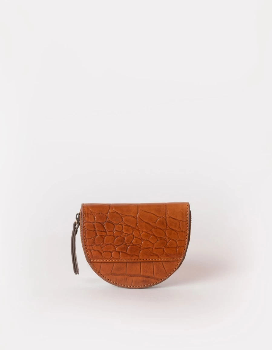 O My Bag Men's Cognac Classic Croco Laura Coin Purse - Stylish Leather Wallet for Men