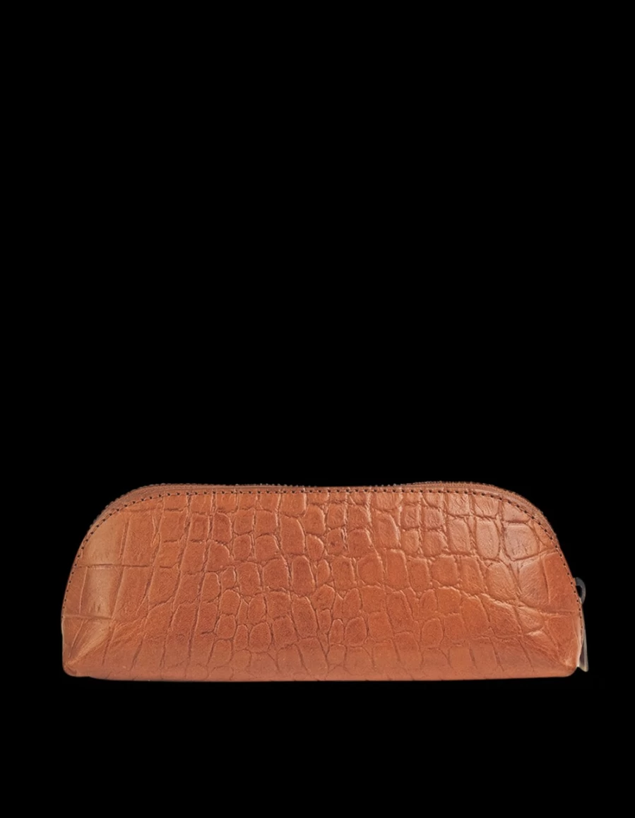 "O My Bag Women's Cognac Classic Croco Large Pencil Case"