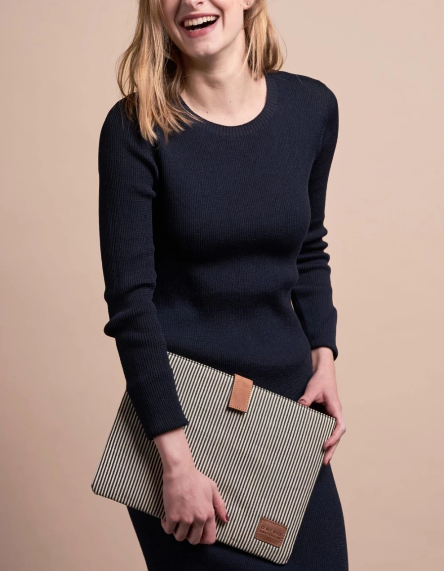 "O My Bag Women's 13" Cotton Laptop Sleeve in Camel Hunter Leather"