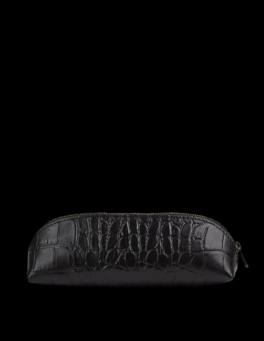 "O My Bag Women's Black Classic Croco Small Pencil Case"