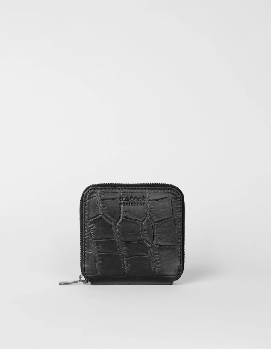 O My Bag Men's Black Classic Croco Leather Square Wallet - Sonny Style