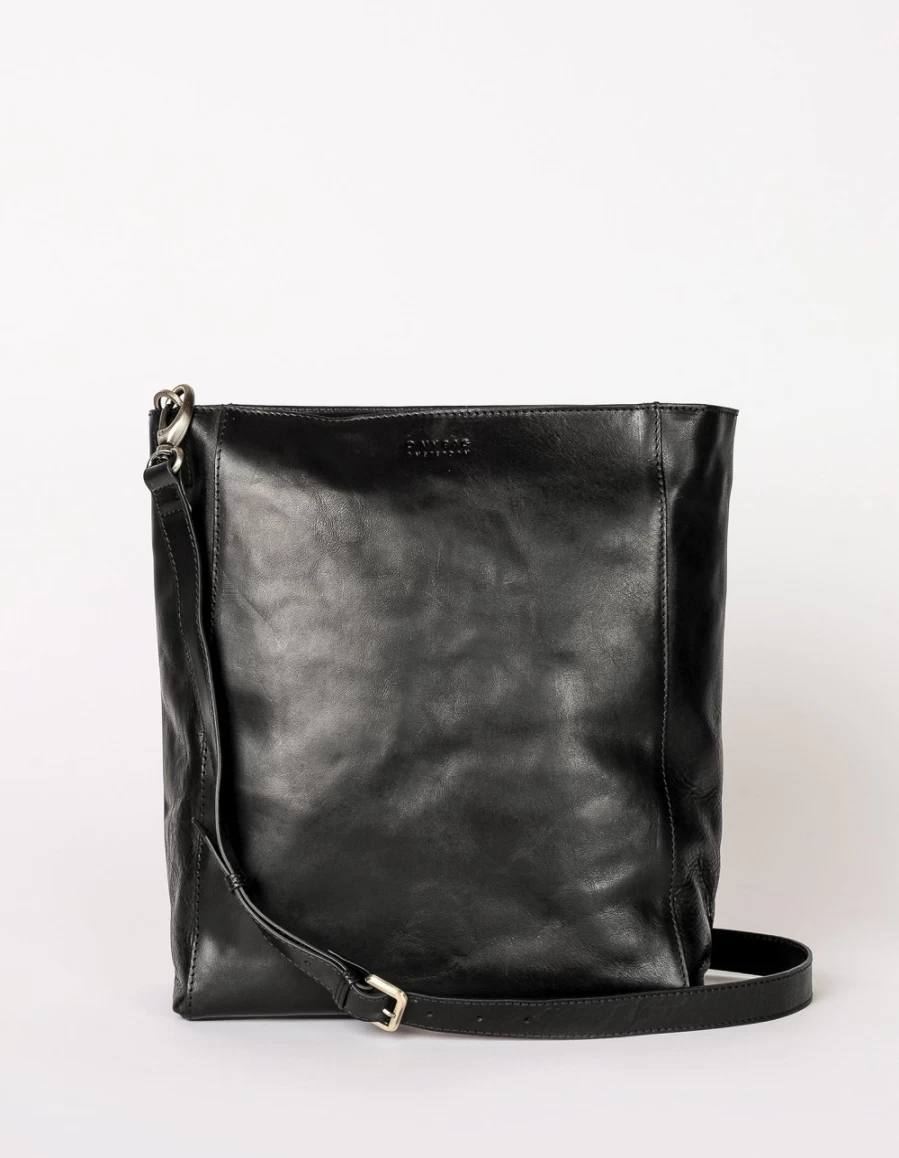 O My Bag Men's Sofia Black Stromboli Leather Bag for Stylish Everyday Use
