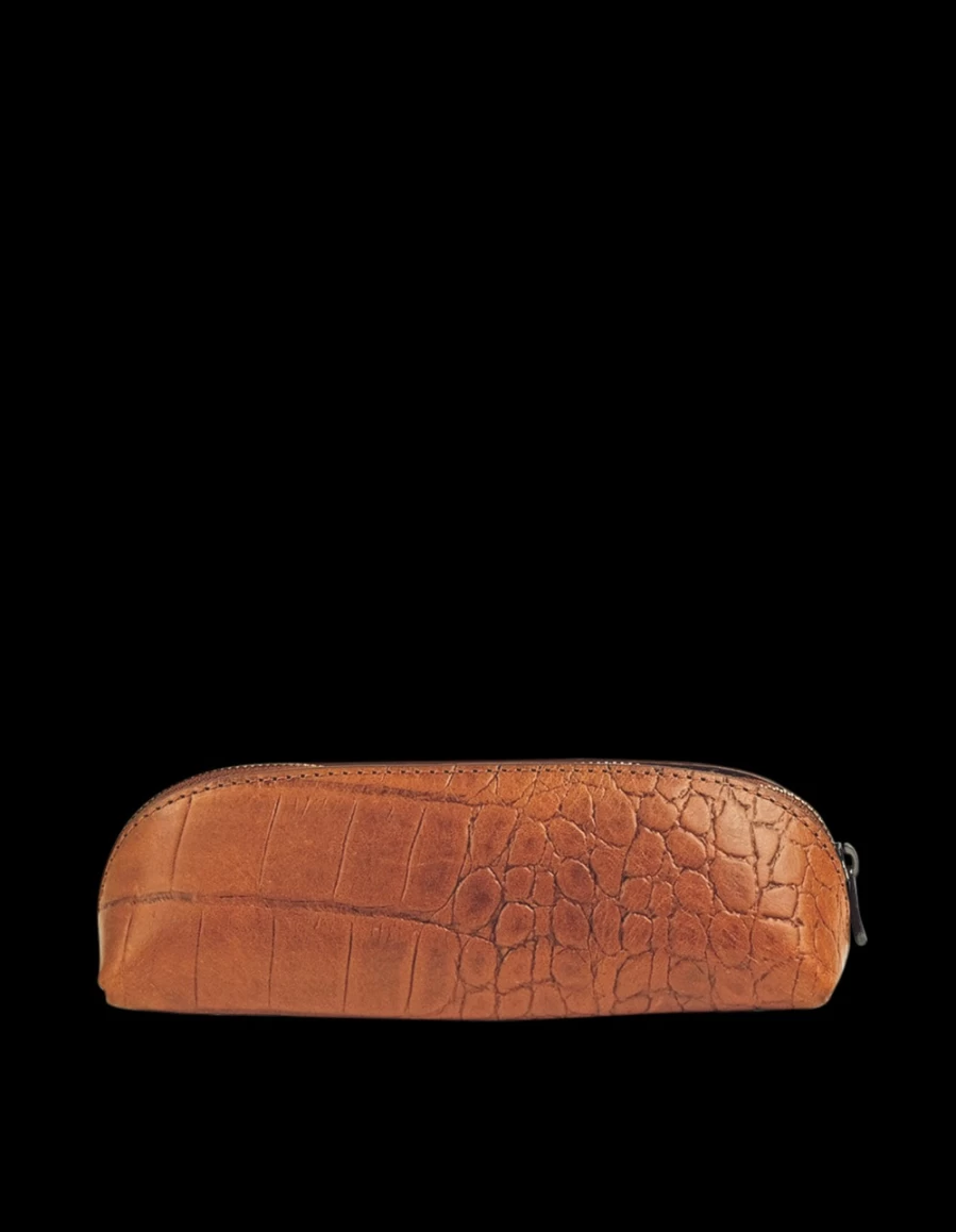 O My Bag Women's Cognac Classic Croco Small Pencil Case