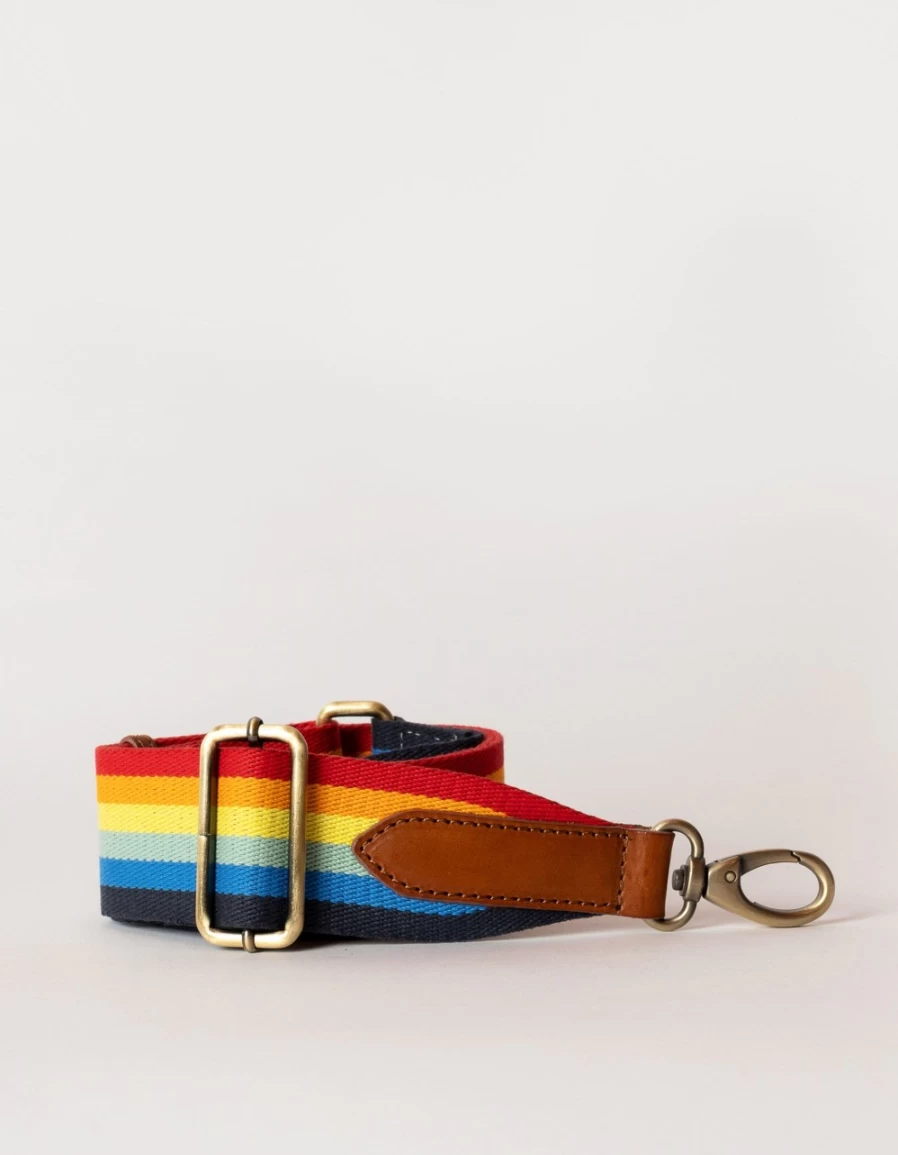 O My Bag Women's Multi & Cognac Classic Leather Rainbow Webbing Strap