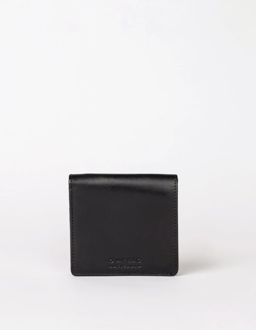 O My Bag Men's Alex Fold-Over Wallet - Black Classic Leather Minimalist Bifold
