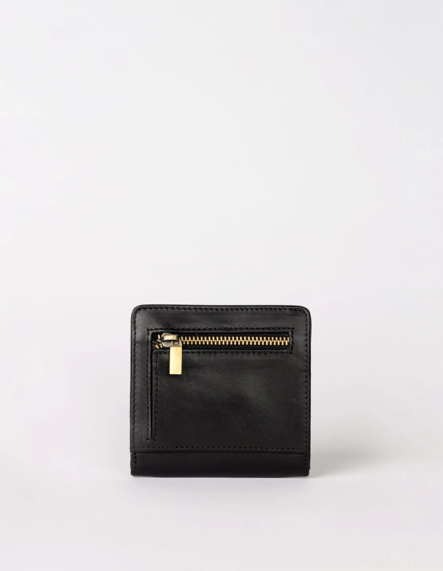 O My Bag Men's Alex Fold-Over Wallet - Black Classic Leather Minimalist Bifold