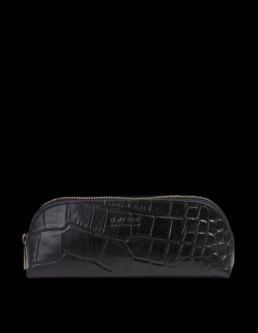 "O My Bag Women's Black Classic Croco Large Pencil Case"