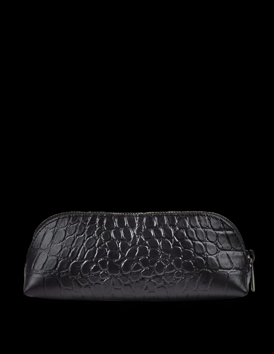 "O My Bag Women's Black Classic Croco Large Pencil Case"
