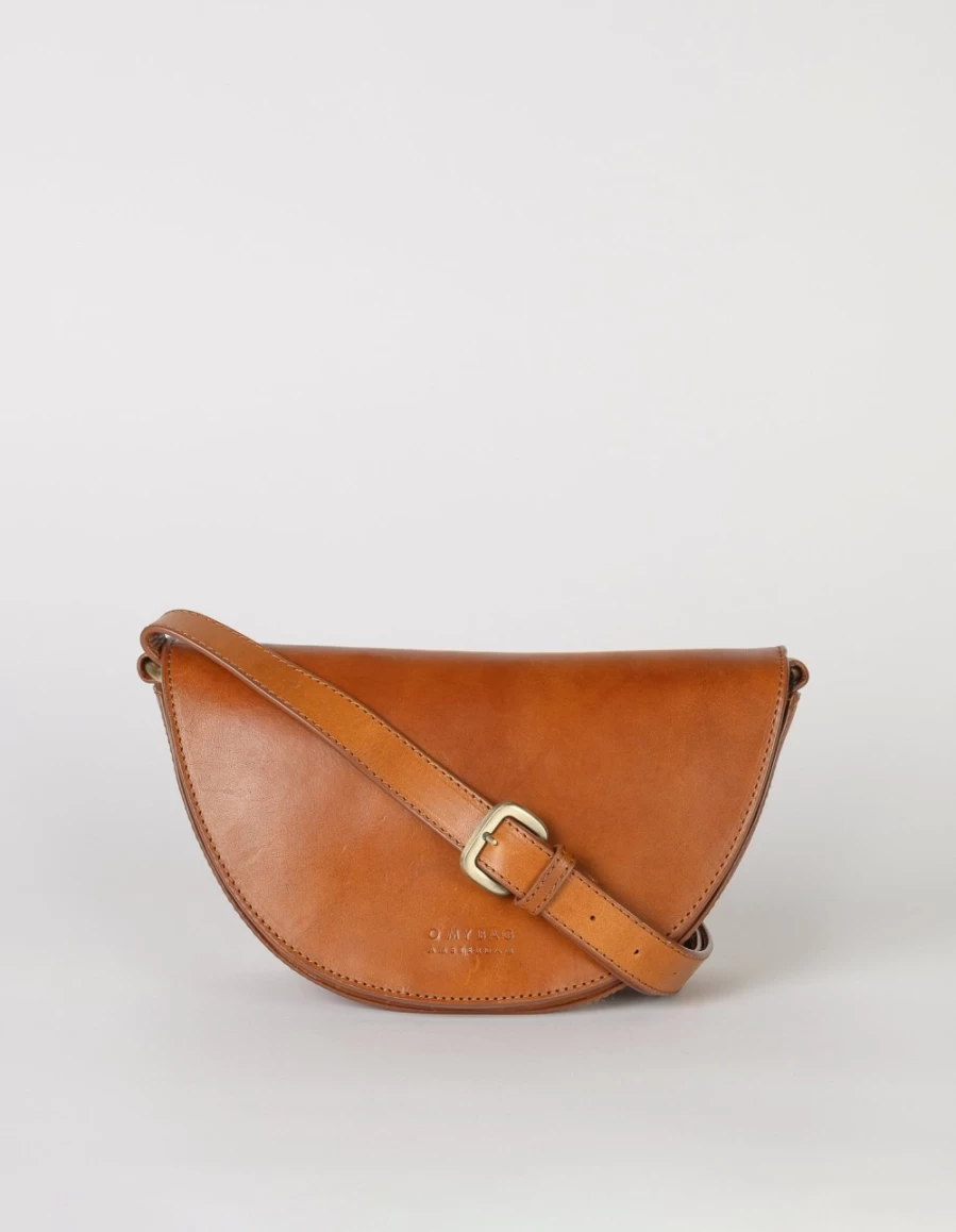 O My Bag Women's Laura Bag in Cognac Checkered Classic Leather – Stylish & Timeless Handbag