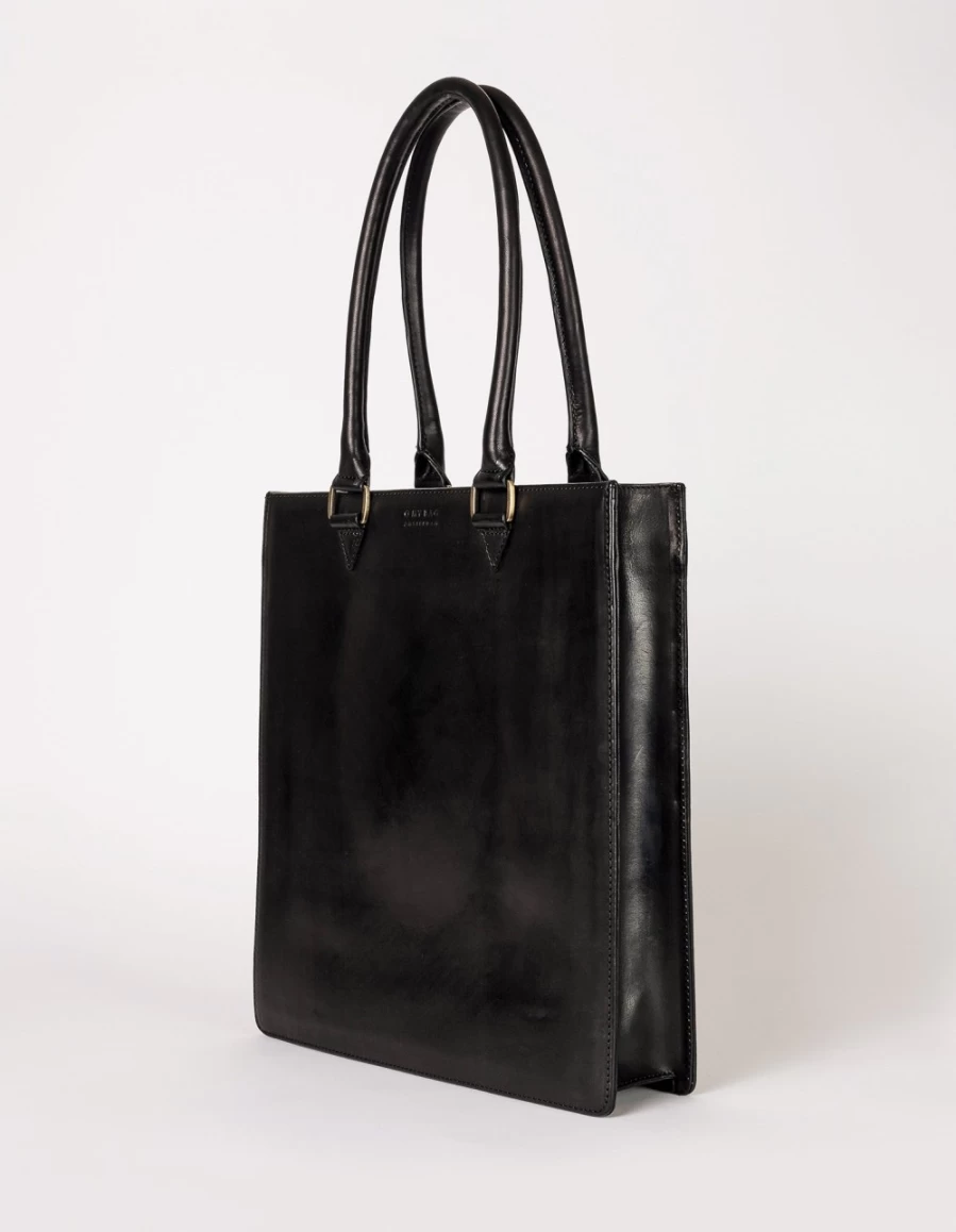 O My Bag Men's Black Classic Leather Mila Long Handle Bag
