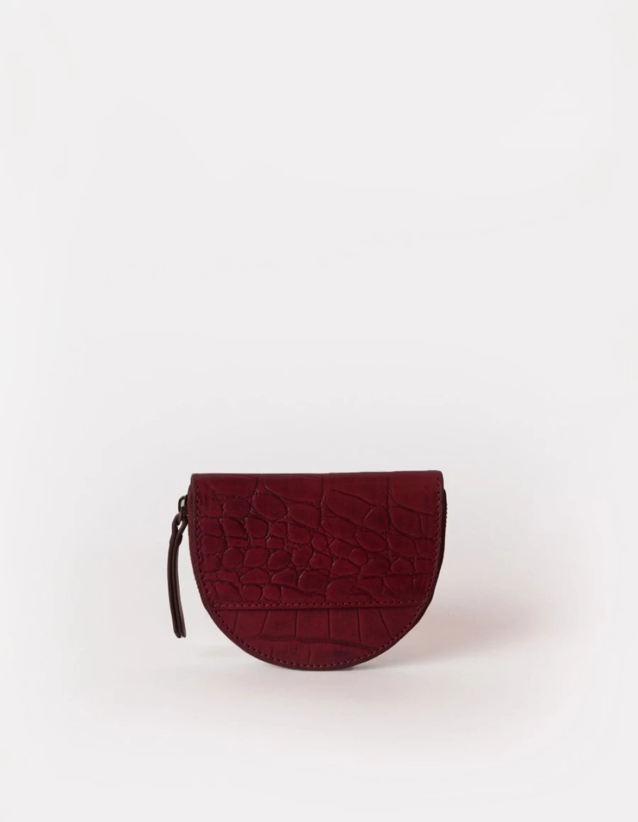 "O My Bag Men's Dark Ruby Classic Croco Laura Coin Purse"