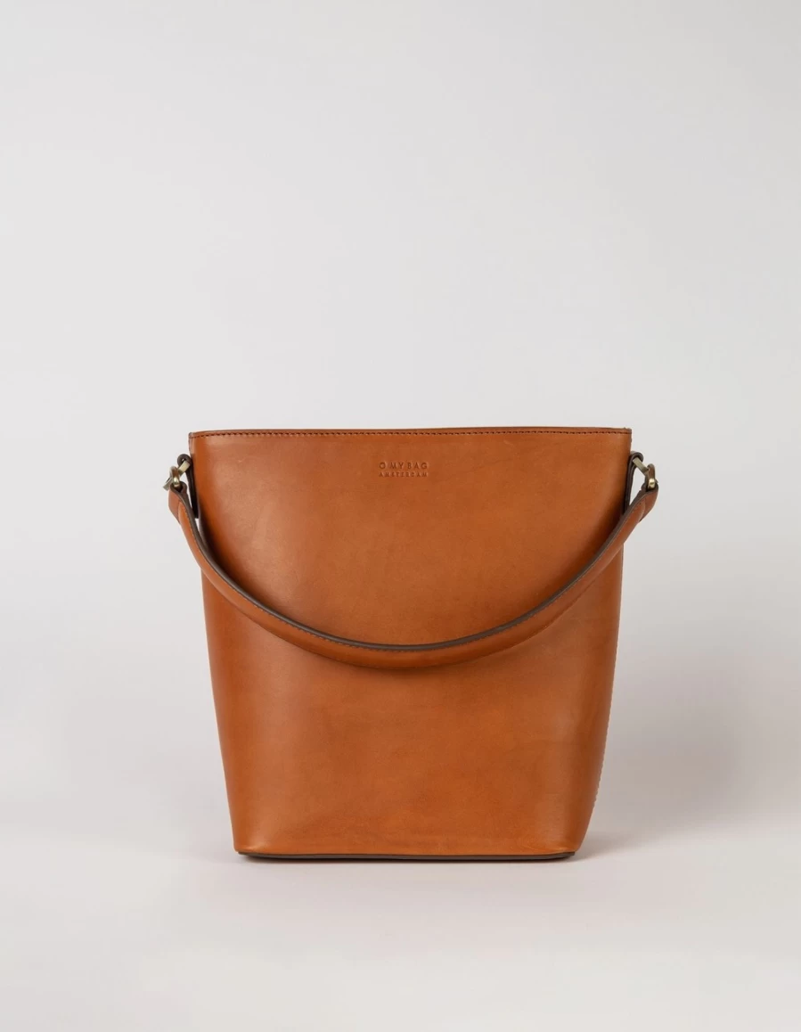 O My Bag Women's Cognac Classic Leather Bobbi Bucket Bag Maxi – Stylish & Spacious Handbag