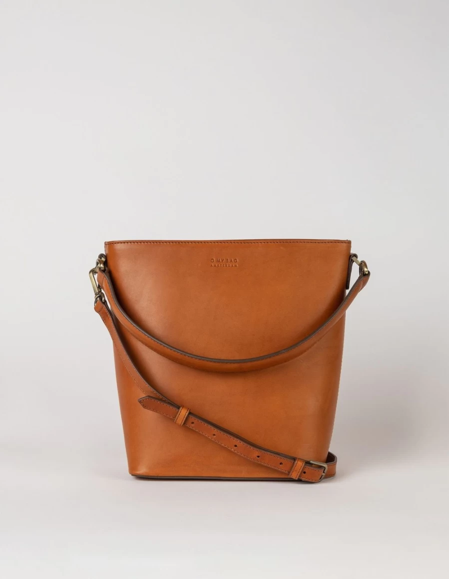 O My Bag Women's Cognac Classic Leather Bobbi Bucket Bag Maxi – Stylish & Spacious Handbag