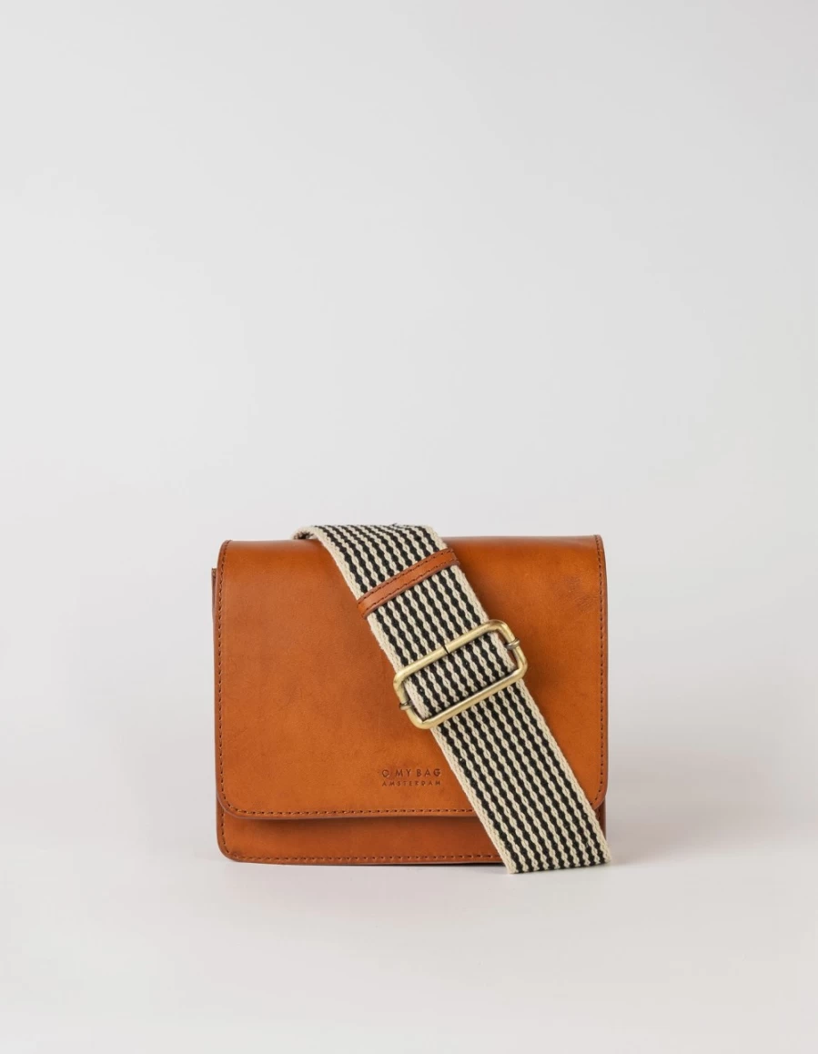O My Bag Audrey Mini Women's Cognac Checkered Classic Leather Handbag