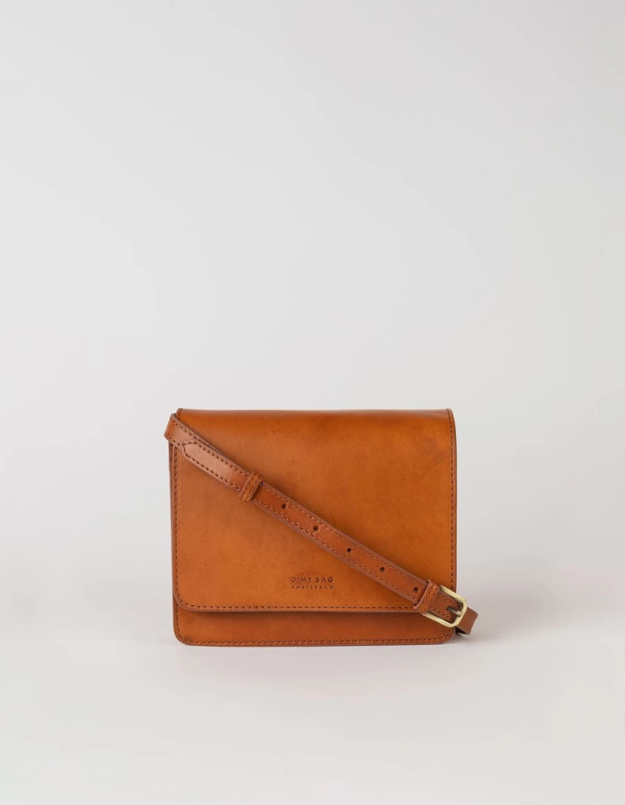 O My Bag Audrey Mini Women's Cognac Checkered Classic Leather Handbag