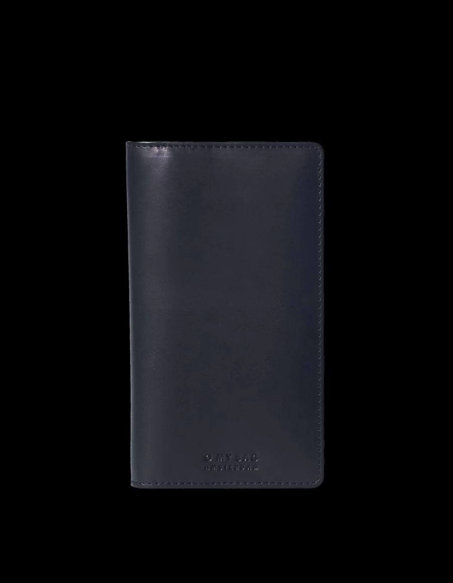 O My Bag Men's Black Classic Leather Fold-Over Travel Wallet for Secure Storage
