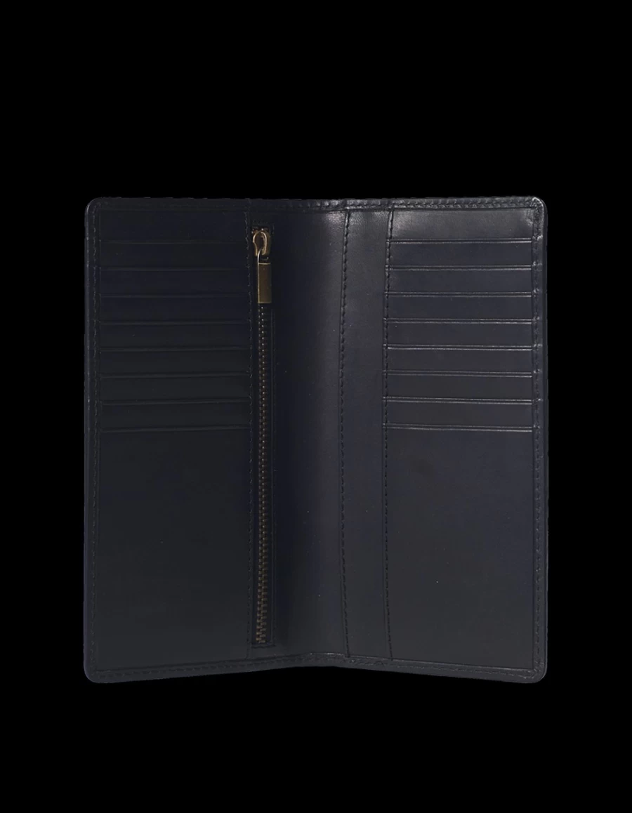 O My Bag Men's Black Classic Leather Fold-Over Travel Wallet for Secure Storage