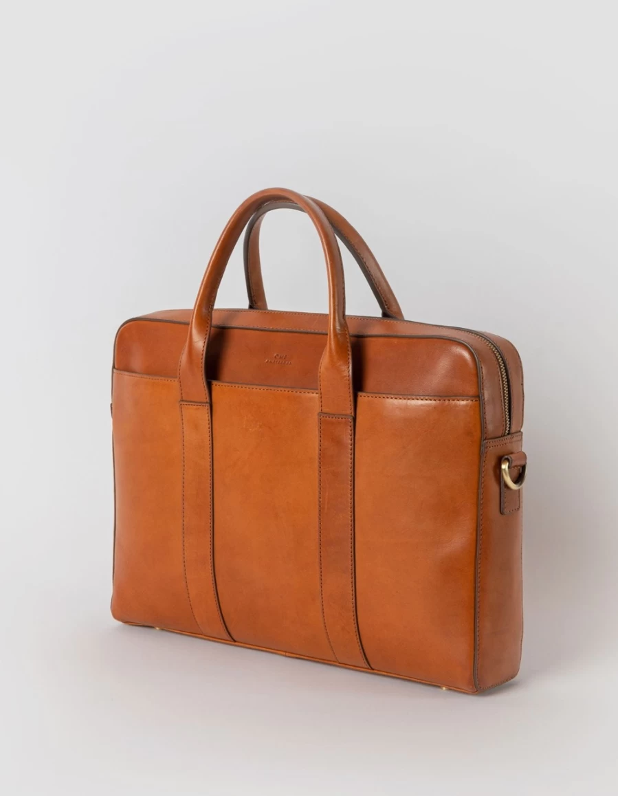 O My Bag Men's Harvey Cognac Classic Leather Bag for Men – Premium Handmade Leather Messenger Bag