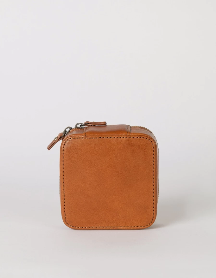 O My Bag Women's Cognac Stromboli Leather Jewelry Box - Premium Handmade Storage Case